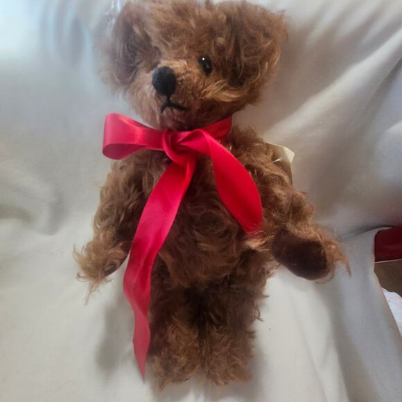 Nicholas Bear Deans Rag Book CofA Brown Mohair Red Bow 12 in  B23 - Picture 1 of 7